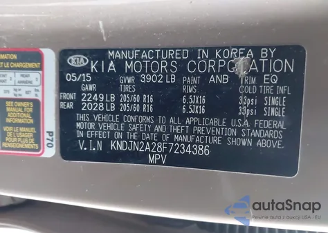 2015 Kia Soul z USA, uszkodzony, nr VIN KNDJN2A28F7234386